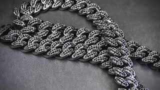 12mm Black Iced Out Miami Cuban Link Chain [upl. by Enyr]