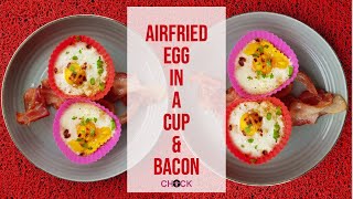 EASY BREAKFAST  AIRFRIED Egg in a Cup amp Bacon [upl. by Akcimehs]