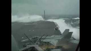 USS Kitty Hawk CV63 slammed by giant wave during typhoon [upl. by Buckingham]