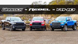 New 2025 Ram RHO vs Ram Rebel vs Ram Warlock My Favorite Truck Is [upl. by Chuipek]