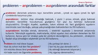 PROBİEREN  ANPROBİEREN  AUSPROBİEREN FİİLLERİNİN KULLANIMI [upl. by Nanete]