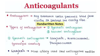 Anticoagulants  Natural and Synthetic  Structure and function  Handwritten notes [upl. by Filberto505]