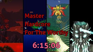 Terraria  Master Hardcore For The Worthy All Bosses quotspeedrunquot in 61506 Random Seed NMA [upl. by Enaols]