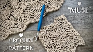 ВЯЖЕМ НЕВЕРОЯТНЫЙ УЗОР КРЮЧКОМ «МУЗА» ПОВОРОТНЫМИ РЯДАМИ 🧚🏻  «MUSE» LACE CROCHET PATTERN [upl. by Eceirehs104]