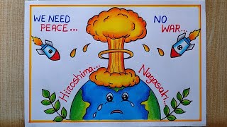 Hiroshima Nagasaki Day drawing easy Hiroshima Nagasaki Day Poster drawing Stop war drawing [upl. by Leahcimrej292]