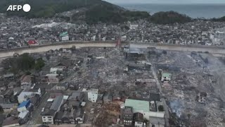 Terremoto Giappone case e negozi rasi al suolo nella citta di Wajima [upl. by Eislrahc786]