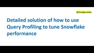 Interview Topic Snowflake Query profiling [upl. by Sumaes]