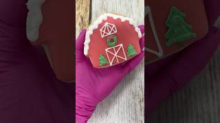 Satisfying Christmas barn cookie shorts christmascookies cookiedecorating cookies satisfying [upl. by Hurff537]