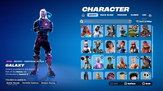 Fortnite locker tour OG Skull Trooper Galaxy Black Knight [upl. by Lekcim]