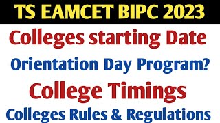 Ts eamcet bipc 2023 Colleges starting date  Orientation day Program Full Details in Telugu [upl. by Nyltac]