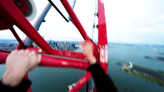 climbing skyscraper crane in strong wind jersey city [upl. by Airretnahs]