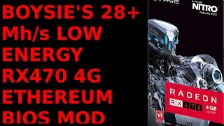 Low Energy RX470 4G 28 Mhs Sapphire Nitro OC HYNIX VRAM Boysies Bios Mod Ethereum Mining [upl. by Ginevra]