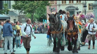 Belgian Draft Horses in de Ommegang van Mechelen [upl. by Glick]