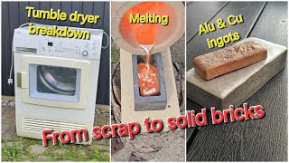 Scrapping a dryer for copper and aluminum  ingot  from trash to treasure [upl. by Elliot]