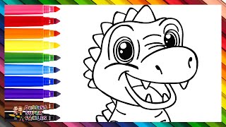 Comment dessiner un dinosaure 🦕 Dessiner et colorier un dinosaure mignon 🦕🌈 Dessins pour enfants [upl. by Ayiak194]