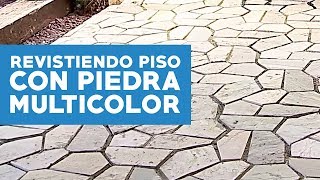 ¿Cómo revestir un piso exterior con piedra multicolor [upl. by Eiramait]