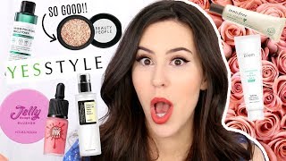 500 OF KOREAN MAKEUP amp SKINCARE FROM YESSTYLE  Beauty with Emily Fox [upl. by Charmion]