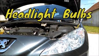 Peugeot 308 How To Replace Headlight Bulb On The Left Side [upl. by Fiann]