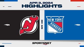 NHL Highlights  Rangers vs Devils  April 3 2024 [upl. by Eelsew]