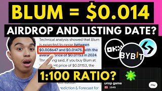 BLUM AIRDROP BLUM  0014 LISTING PRICE BASED ON GATEIO WHEN IS THE AIRDROP AND LISTING DATE [upl. by Eahsram320]