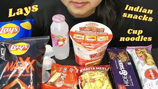 Eating cup noodles lays max lays masala jelly litchi drink 🤤😋eatingshow indiansnacks [upl. by Barstow551]