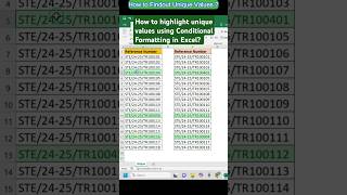 How to Highlight Unique Values in Excel Using Conditional Formatting [upl. by Lexine73]