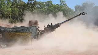 US Marines Australian Army fire M777A2 howitzers during Exercise Thunder Walk 24 [upl. by Baram]