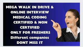 MEDICAL CODING FRESHERS  CERTIFIED AND NON CERTIFIED JOBS youtube [upl. by Opiak38]