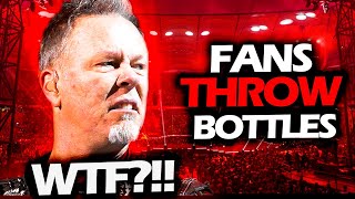 JAMES HETFIELD REACTION WHEN FANS THROW BOTTLES ON STAGE LIVE 2023 METALLICA [upl. by Tivad358]