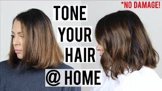 HOW TO TONE YOUR HAIR AT HOME WITHOUT DAMAGE  REMOVE BRASSY TONES amp REFRESH YOUR COLOR [upl. by Alikee]