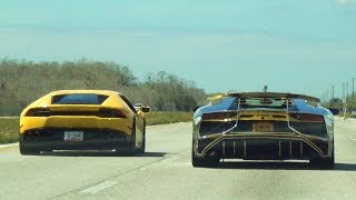 BullFest 2016 80 lambos 120 miles Supercars BLASTING Adrenaline Rush Lamborghini VS Lamborghini [upl. by Aninat]