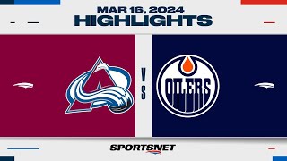 NHL Highlights  Avalanche vs Oilers  March 16 2024 [upl. by Meridel]