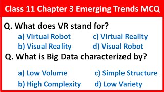 Class 11 Computer Science Chapter 3 Emerging Trends MCQ Questions  Vision Academy [upl. by Evyn55]