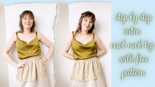 Diy cowl neck top  beginner friendly step by step sewing tutorial  pattern [upl. by Ellasal]