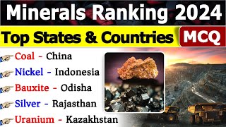 Top Minerals Producing States of India amp World 2024  Mineral In India MCQ  Geography MCQ minerals [upl. by Shaya]