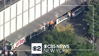 Climate Week protesters block entrances to Citigroup headquarters [upl. by Nadeau]