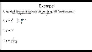 Matematik 1b Definitionsmängd och värdemängd [upl. by Cadel]