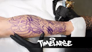 TATTOO TIMELAPSE  CUSTOM LETTERING  JJ INK [upl. by Bamby]