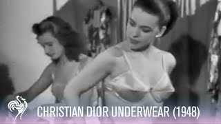 Modeling Christian Dior Underwear 1948  Vintage Fashions [upl. by Aryt]