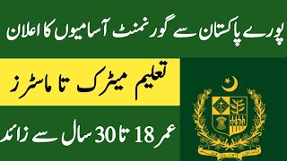 Latest Govt jobs 2024  Govt jobs 2024  Punjab  Sindh  Kpk  Balochistan Jobs  Pak Job Career [upl. by Schreck]