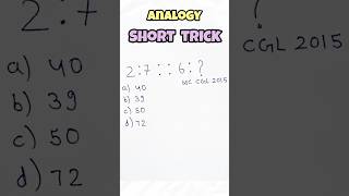 Q19 How to Solve Analogy test question Reasoning Question maths shorts [upl. by Amzaj]