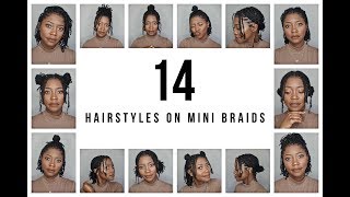 14 HAIRSTYLES ON MY MINI BRAIDS  Keke J kekej type4natural hair [upl. by Ruscher920]