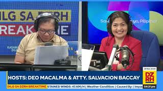 DILG SA DZRH BREAKTIME with DEO MACALMA amp ATTY SALVACION BACCAY 11202024 [upl. by Julieta880]