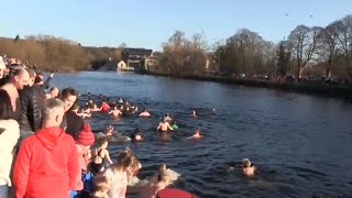 01Jan2019 New Years Day Swim in River Wharfe Otley [upl. by Tai]