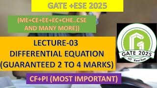 L 03 DIFFERENTIAL EQN COMPLEMENTARY FUNCTION AND NUMERICALS maths motivation gate [upl. by Tawsha]