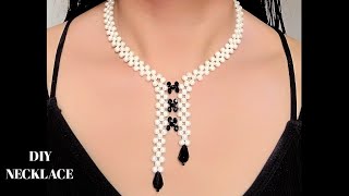 New Design  DIY Beaded Necklace  Easy to make pearl necklace [upl. by Stephanie]