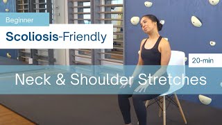 20min ScoliosisFriendly Neck amp Shoulder Stretches  Relax and Release Tension BEGINNER [upl. by Enilav672]