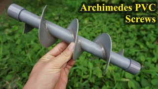 DIY Make Archimedes screw with PVC pipe Archimedes Turbine  Archimedes Pump [upl. by Sparke]