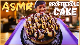 ASMR  MUKBANG PROFITEROLE CAKE  CHOCOLATE CREME CAKE [upl. by Enelhtac]