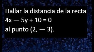 Distancia entre 1 punto y una recta formula de la distancia de un punto a una recta geo analítica [upl. by Nrehtac]